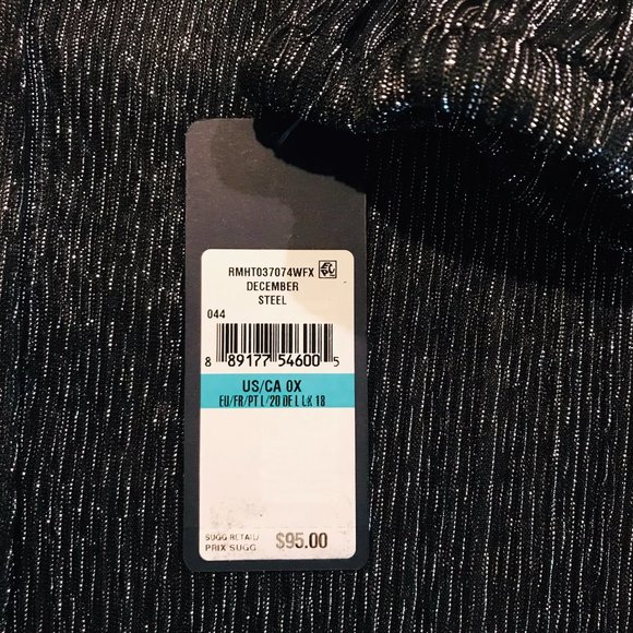 RACHEL ROY Women's Plus Sheer Metallic Crinkle Blouse, Steel, Size 0X - Picture 4 of 4